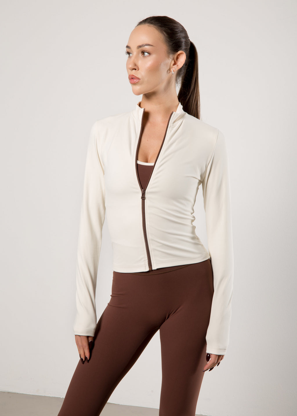 zip jacket - cream/chocolate