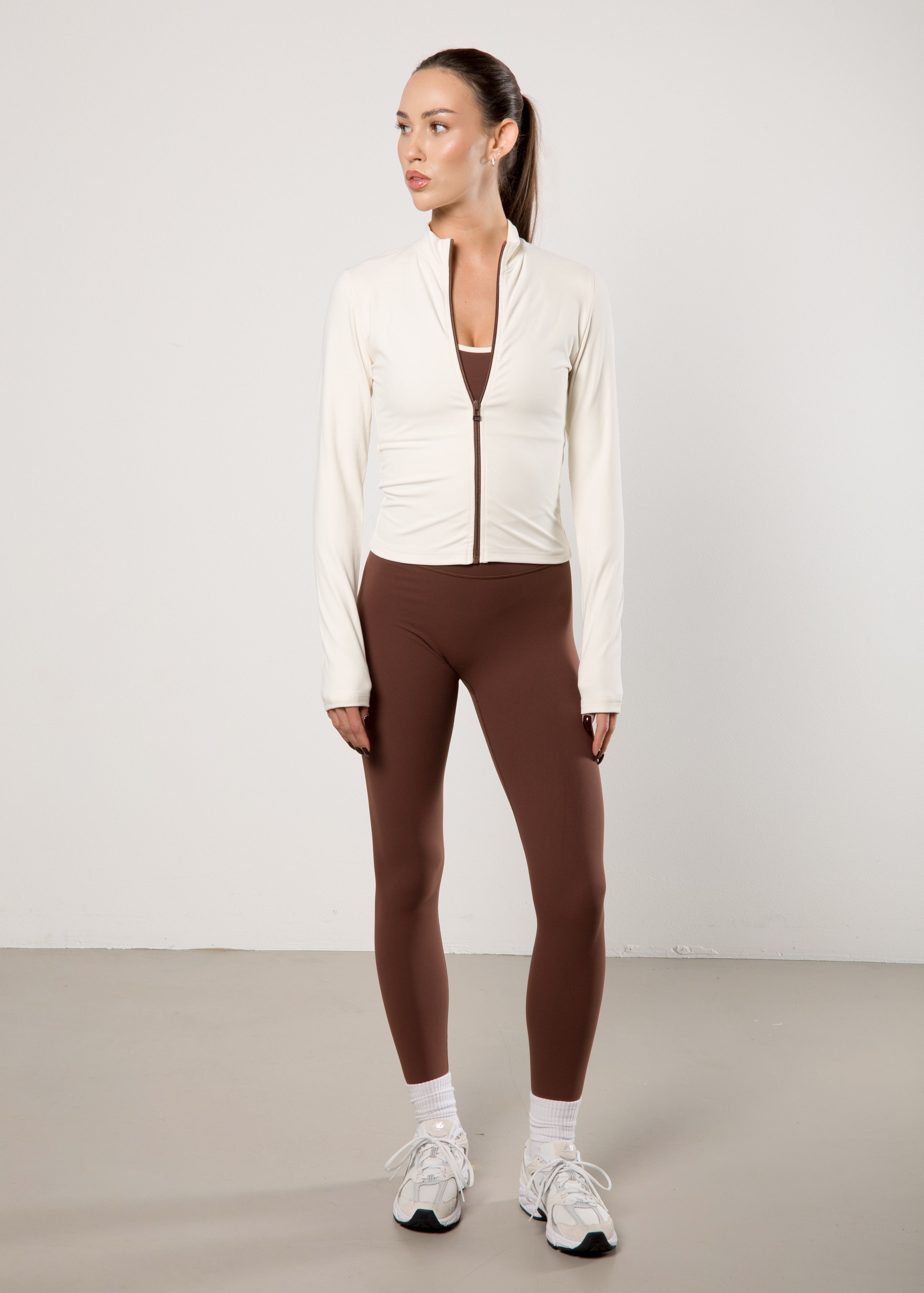 zip jacket - cream/chocolate