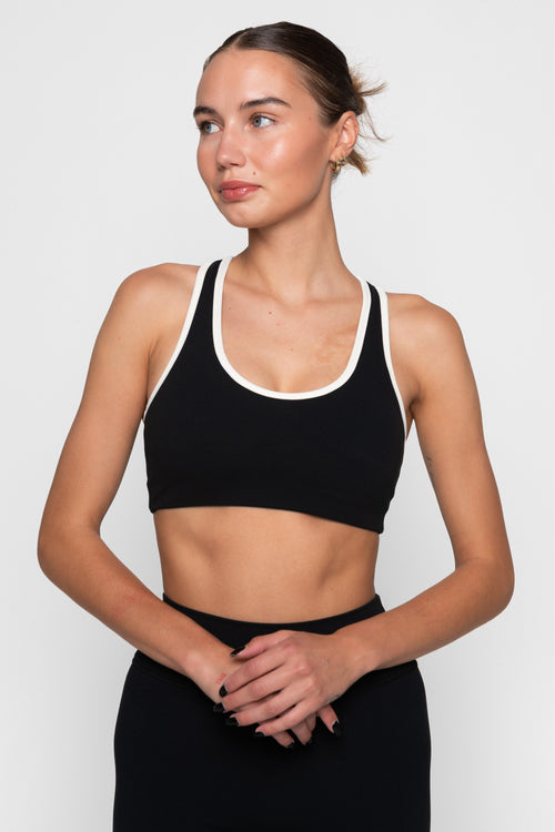 ACTIVE BRA - BLACK/CREAM