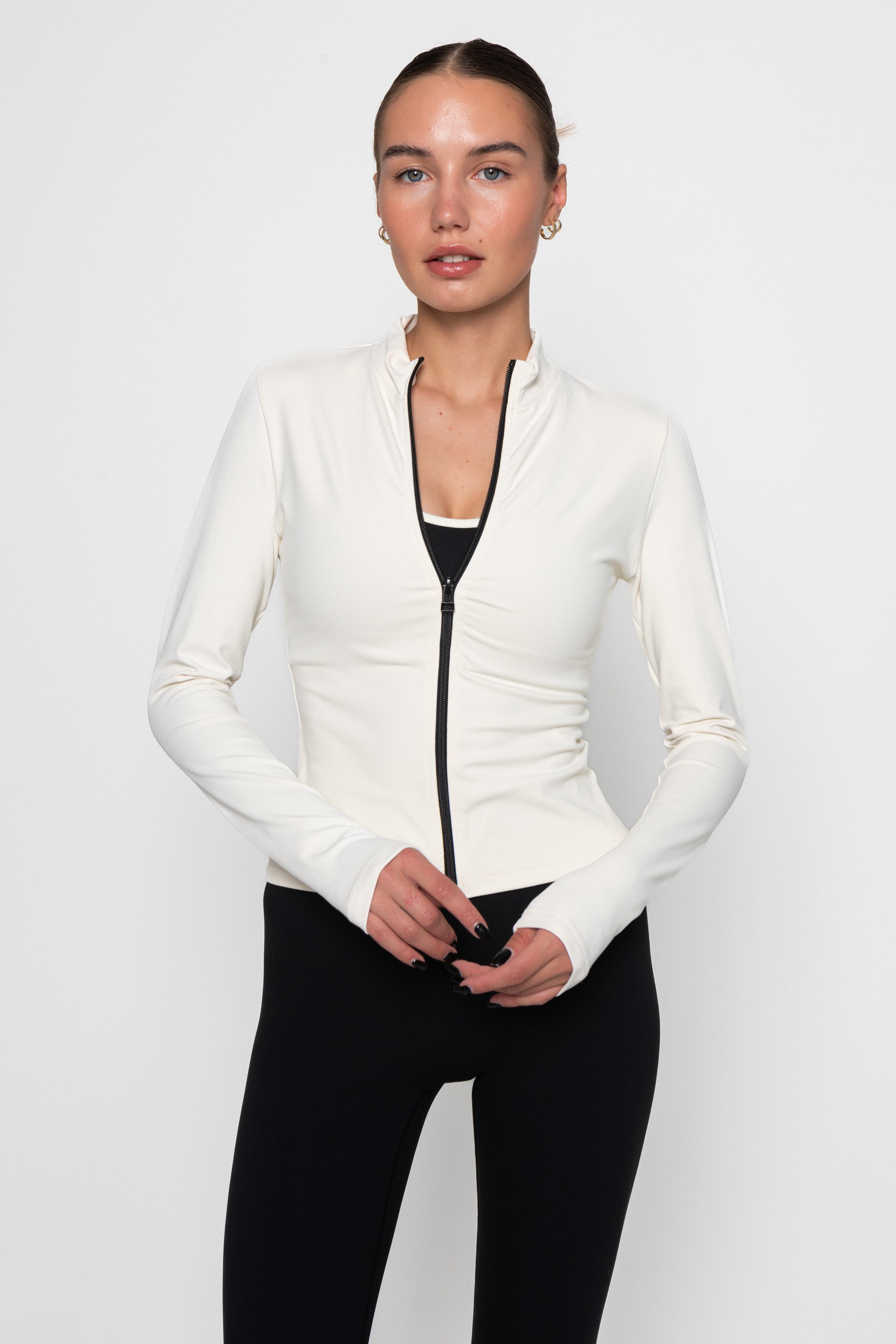 ZIP JACKET - CREAM/BLACK