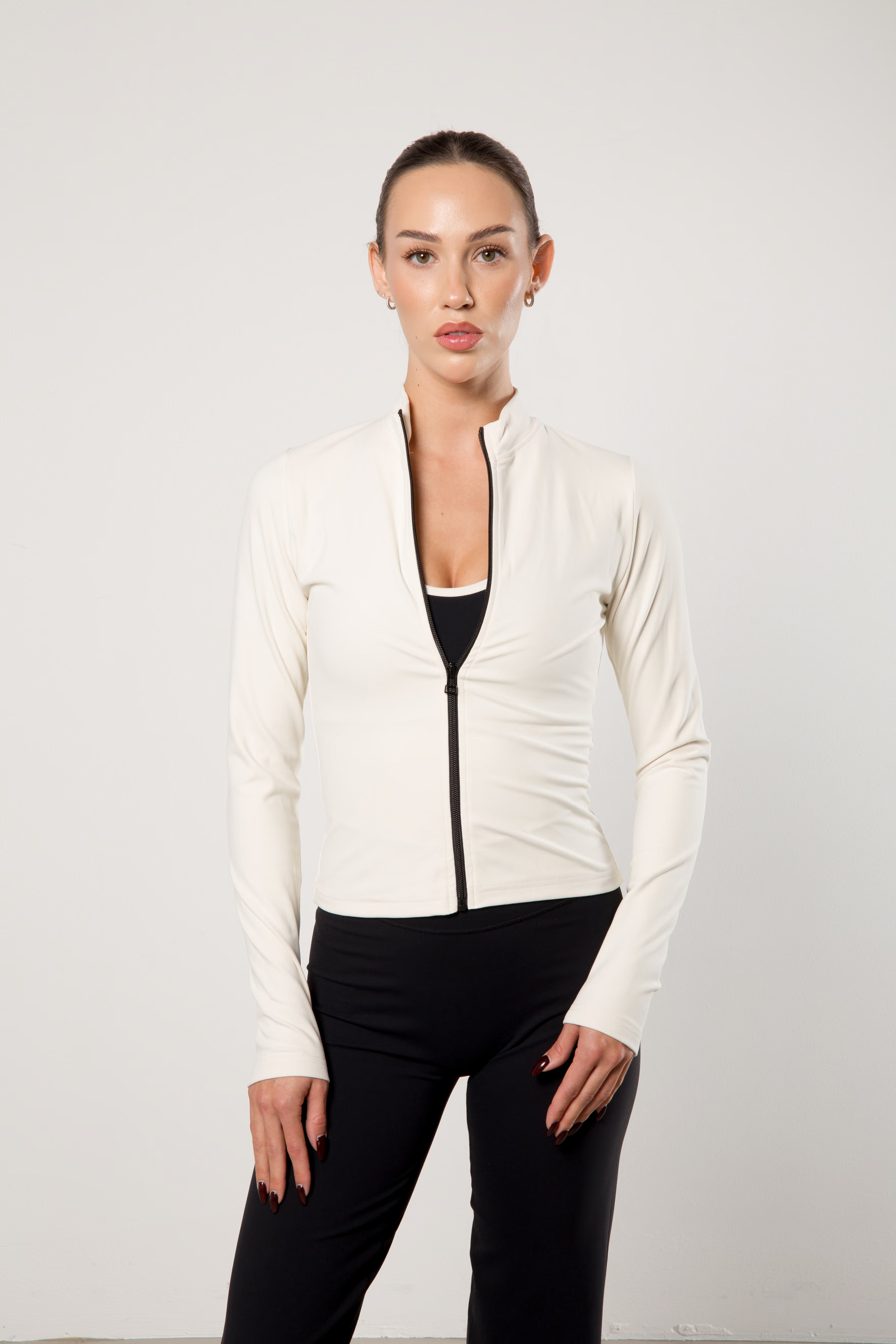 zip jacket - cream/black